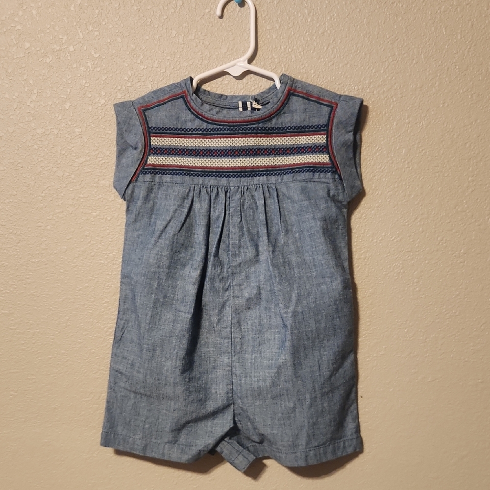 Dress Me Up Chambray Embroidered Romper by Blu & Blue